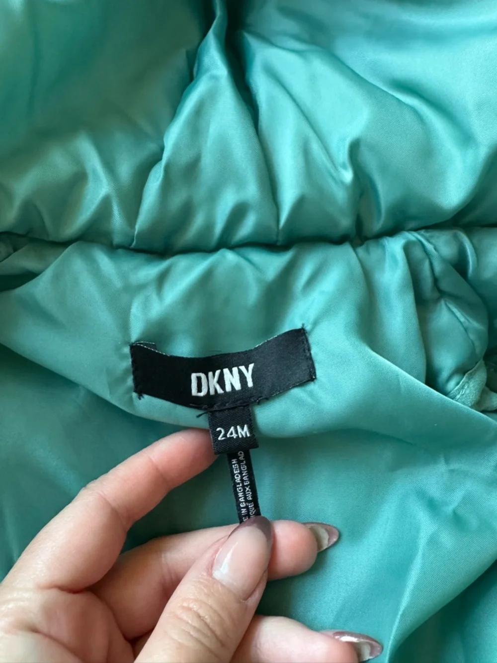 DKNY Teal Toddler Quilted Puffer Jacket